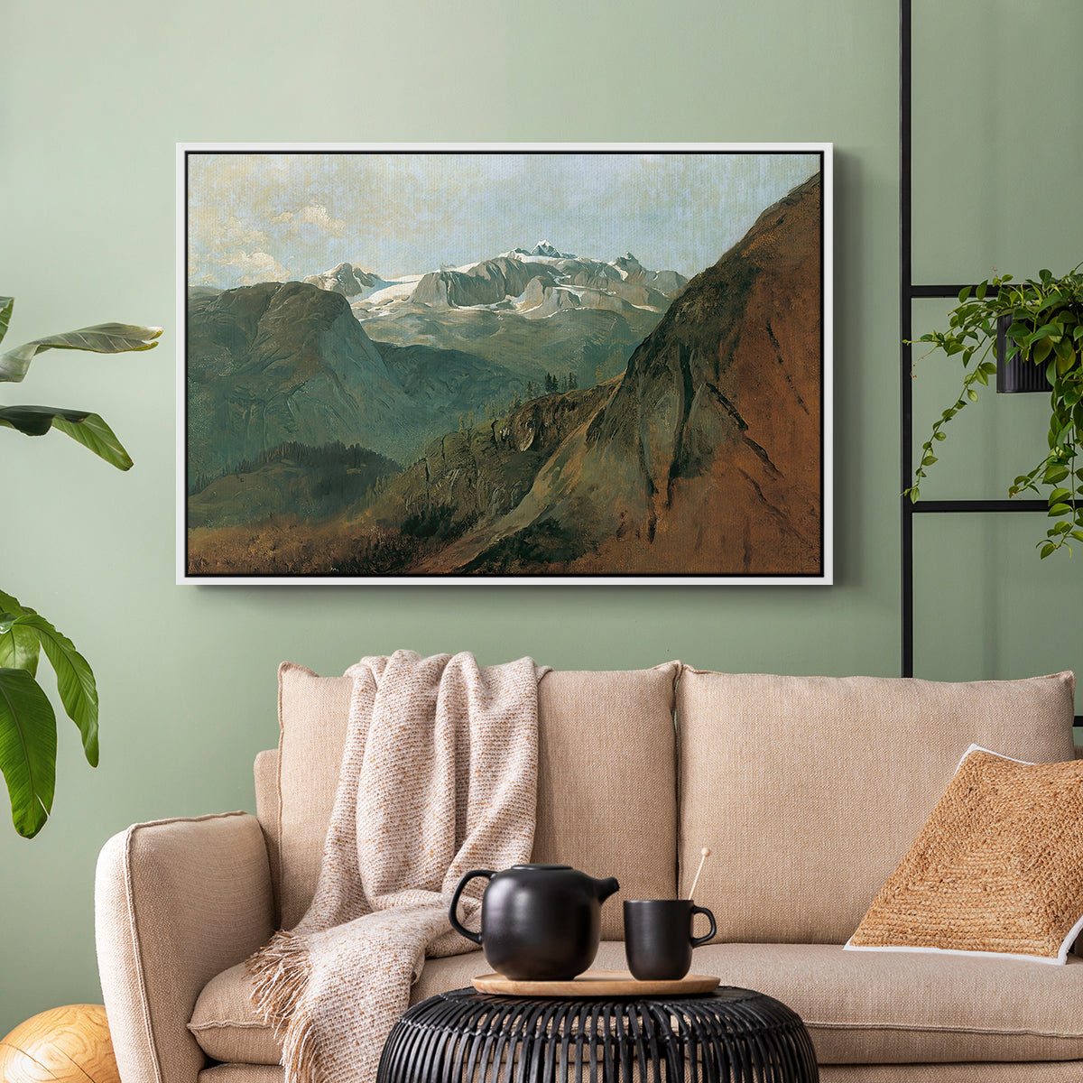The Dachstein from the Plassen near Hallstatt, 1827 - Floater Framed Canvas Print
