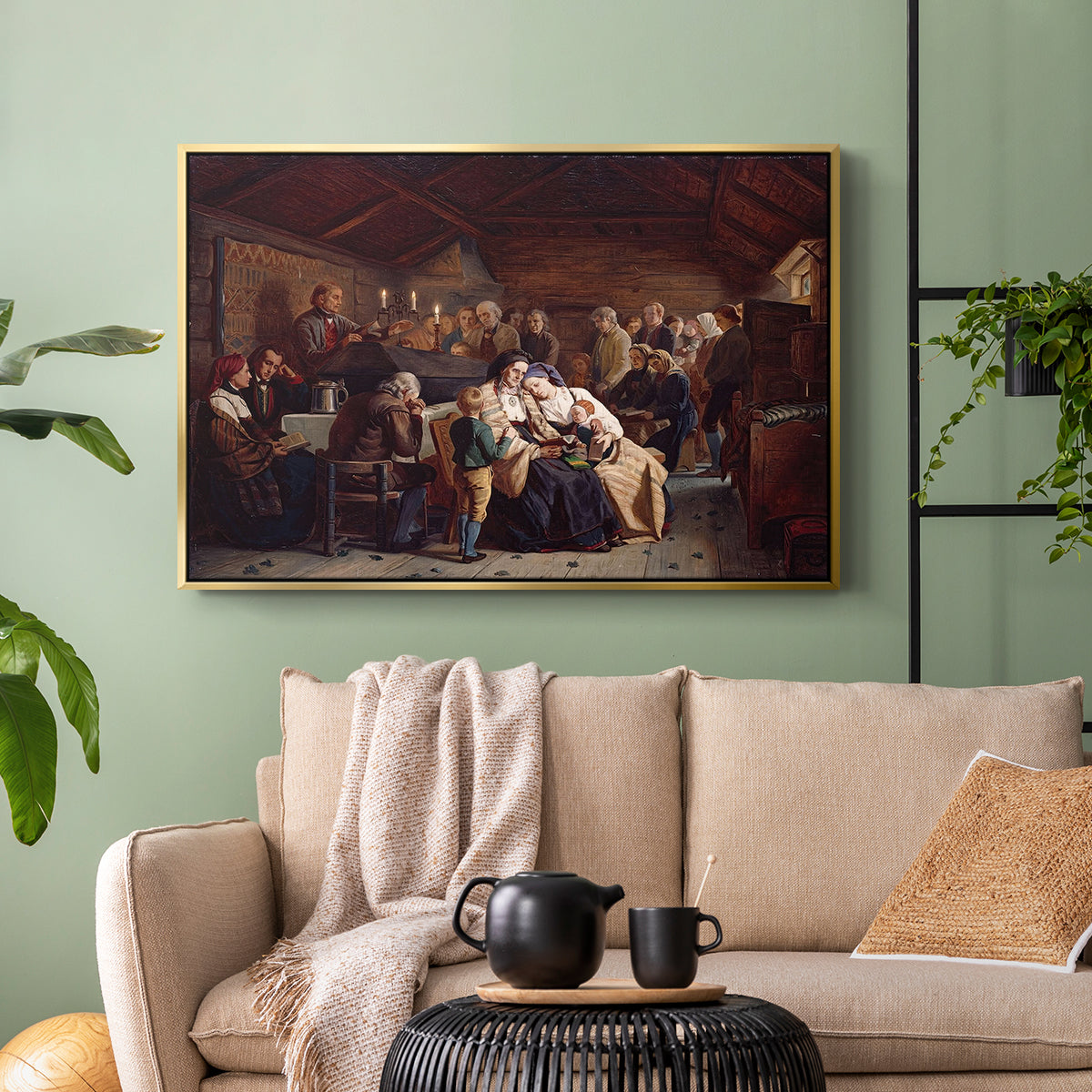 Funeral Feast, 1854 - Floater Framed Canvas Print