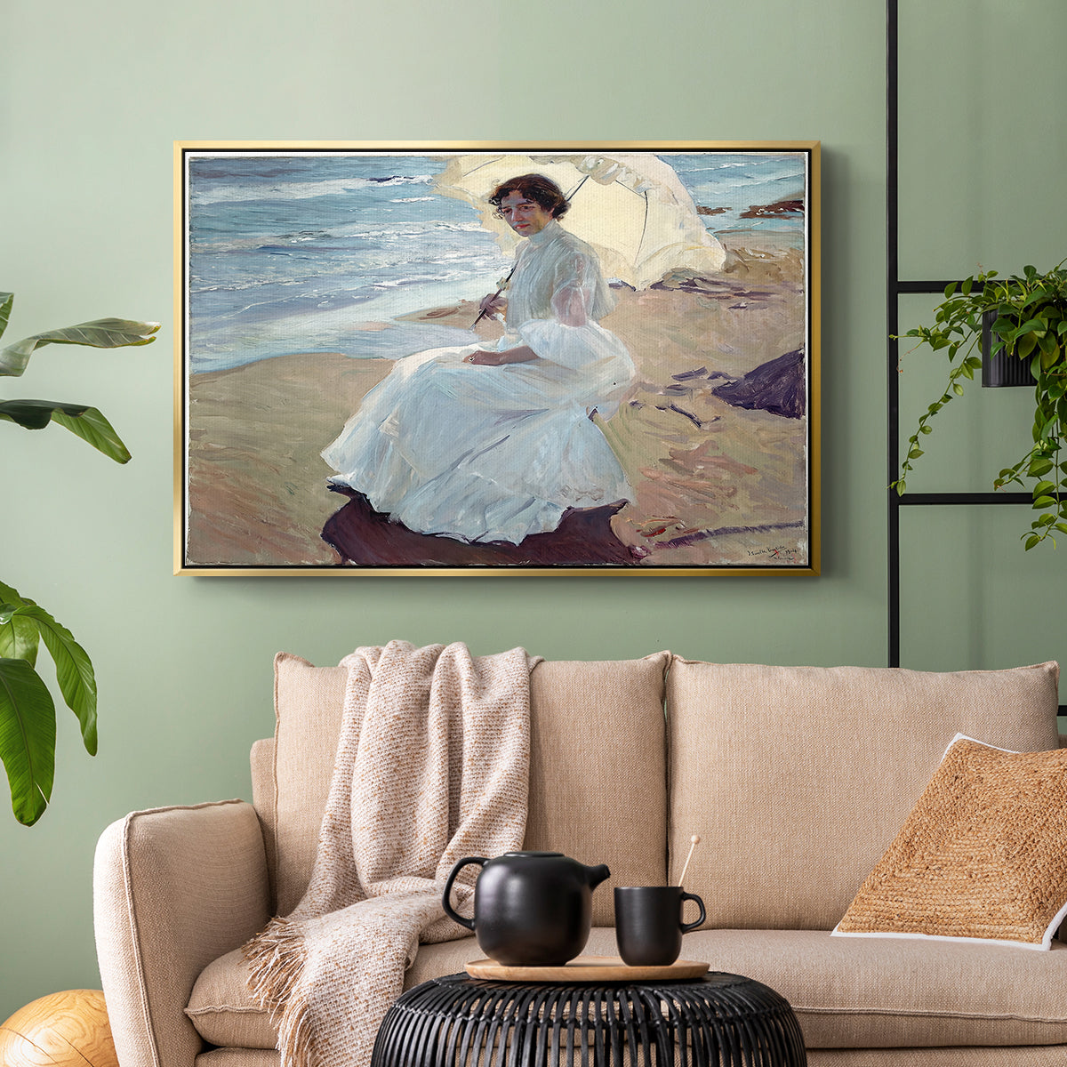 Clotilde on the Beach, 1904 - Floater Framed Canvas Print