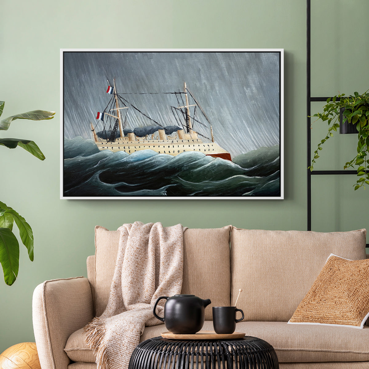 A Ship in the Storm, c. 1899 - Floater Framed Canvas Print