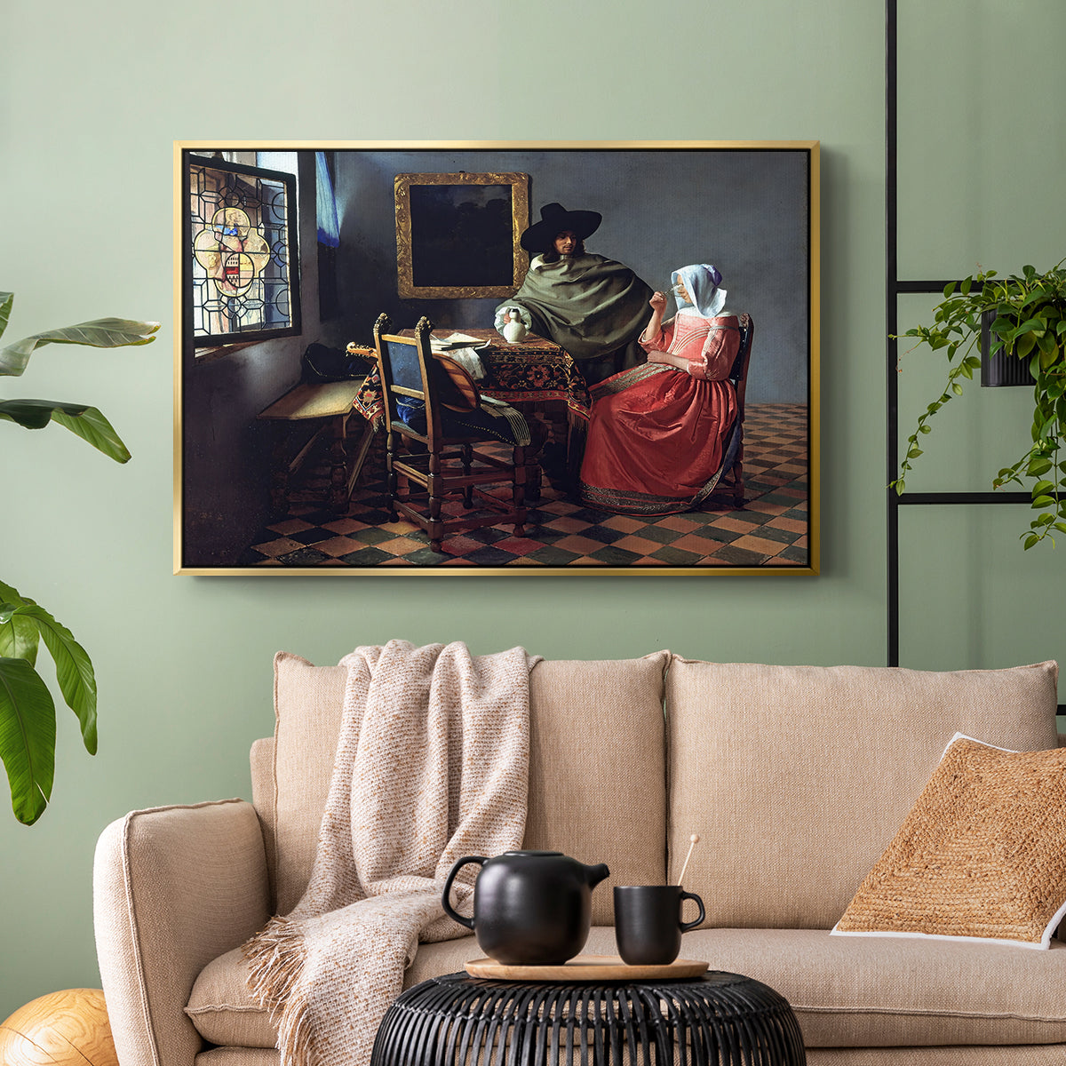 The Glass of Wine, c. 1660 - Floater Framed Canvas Print