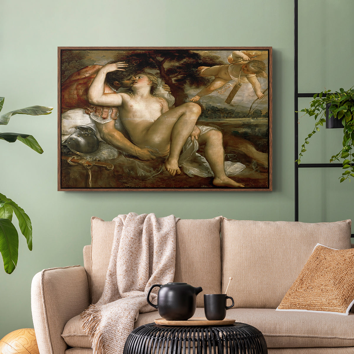 Mars, Venus and Cupid, c. 1530 - Floater Framed Canvas Print
