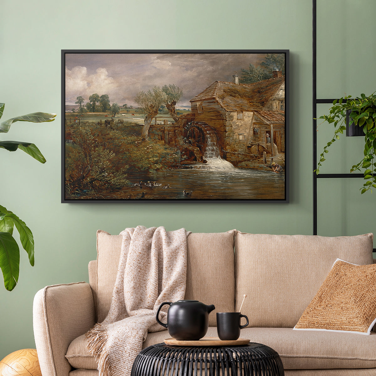 Parham Mill, Gillingham, 1826 - Floater Framed Canvas Print