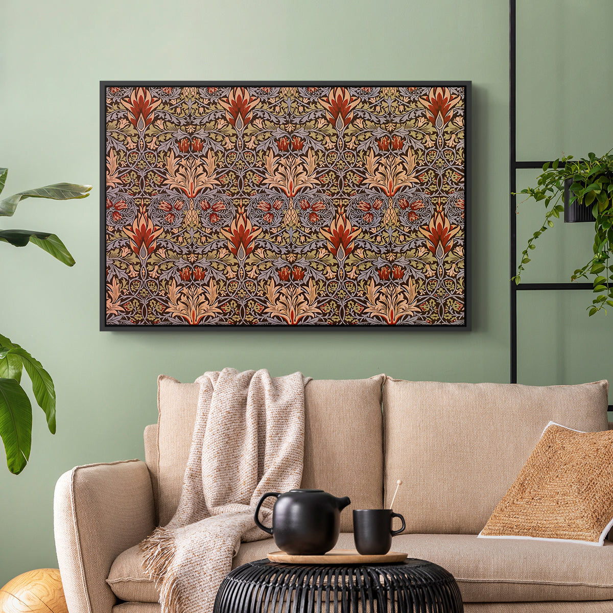 Snakeshead - Red/Cumin, c. 1876 - Floater Framed Canvas Print