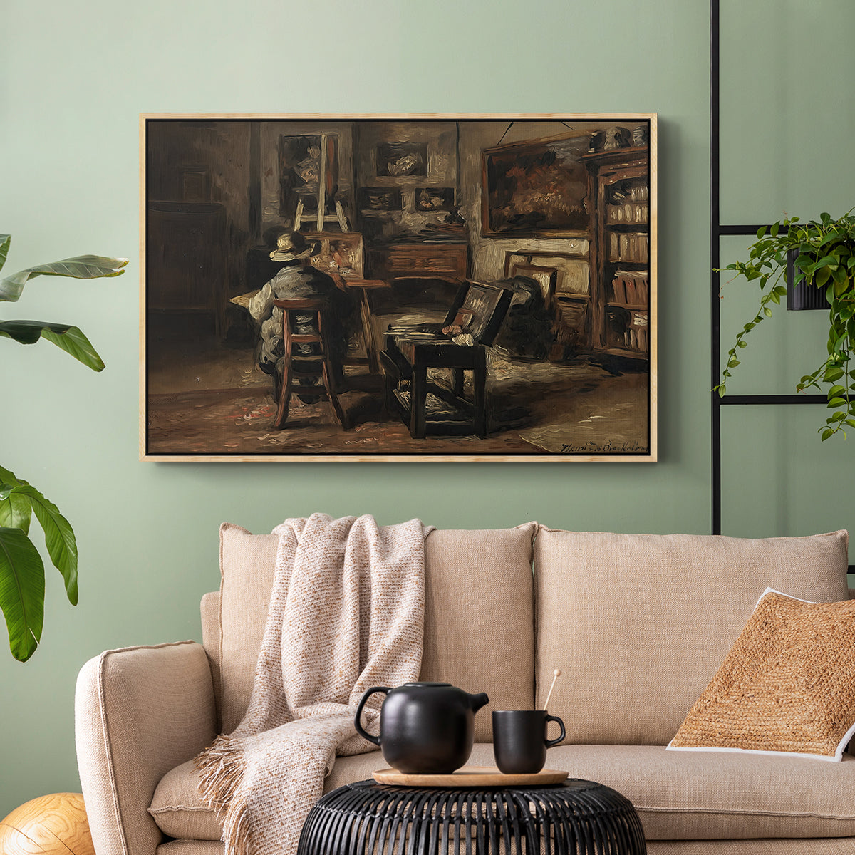 The Studio of Ferdinand De Braekeleer I, Father of the Painter, c. 1873-1885 - Floater Framed Canvas Print