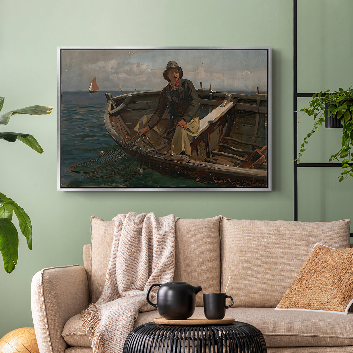 Fishermen from Rügen, 1882 - Floater Framed Canvas Print