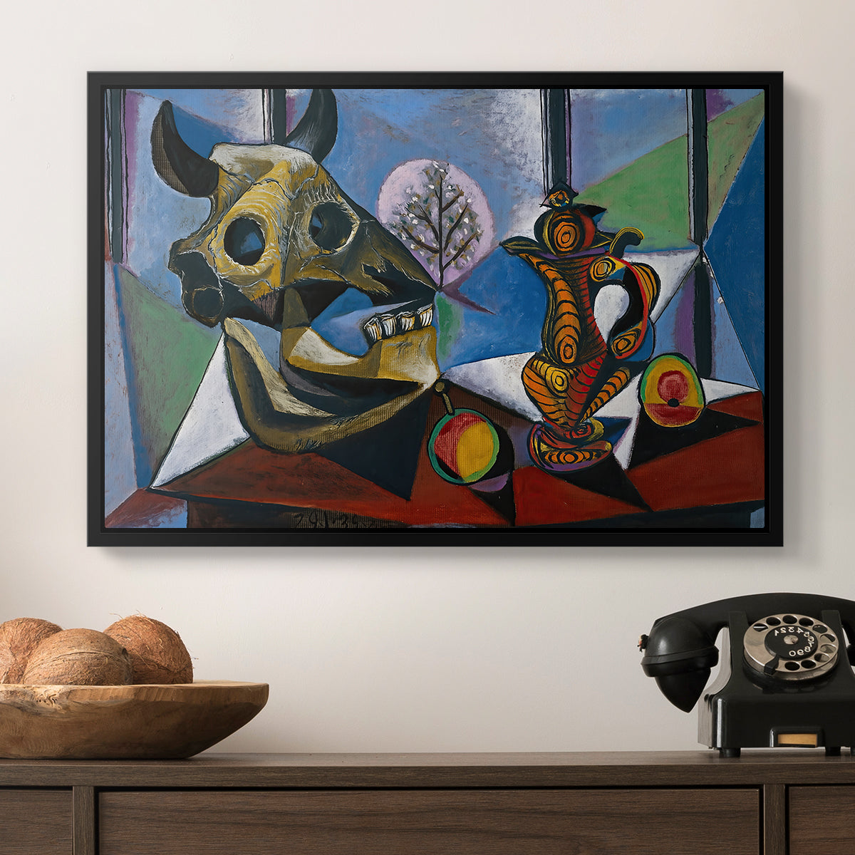 Still Life with Bull's Skull, 1939 - Floater Framed Canvas Print