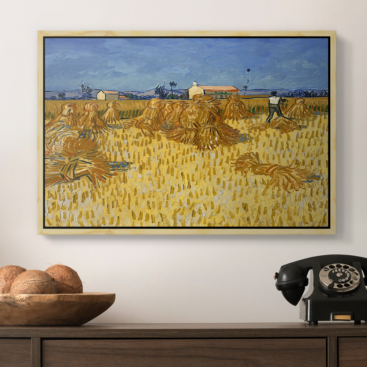 Wheat Field with Sheaves (Harvest in Provence), 1888 - Floater Framed Canvas Print