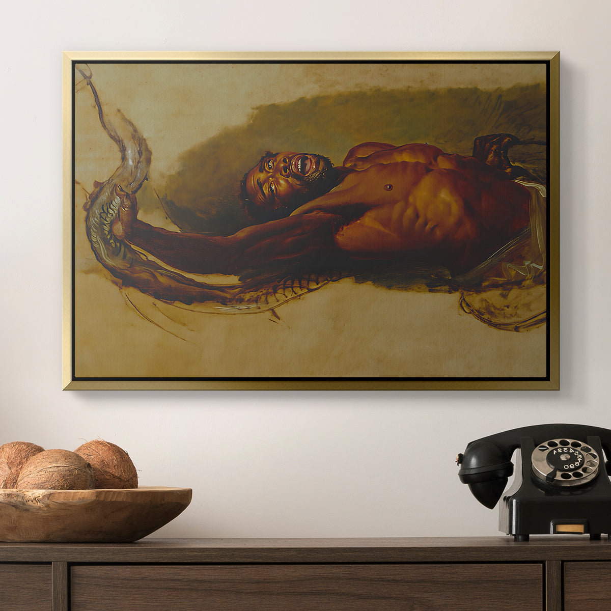 Man Struggling with a Boa Constrictor, c. 1803 - Floater Framed Canvas Print