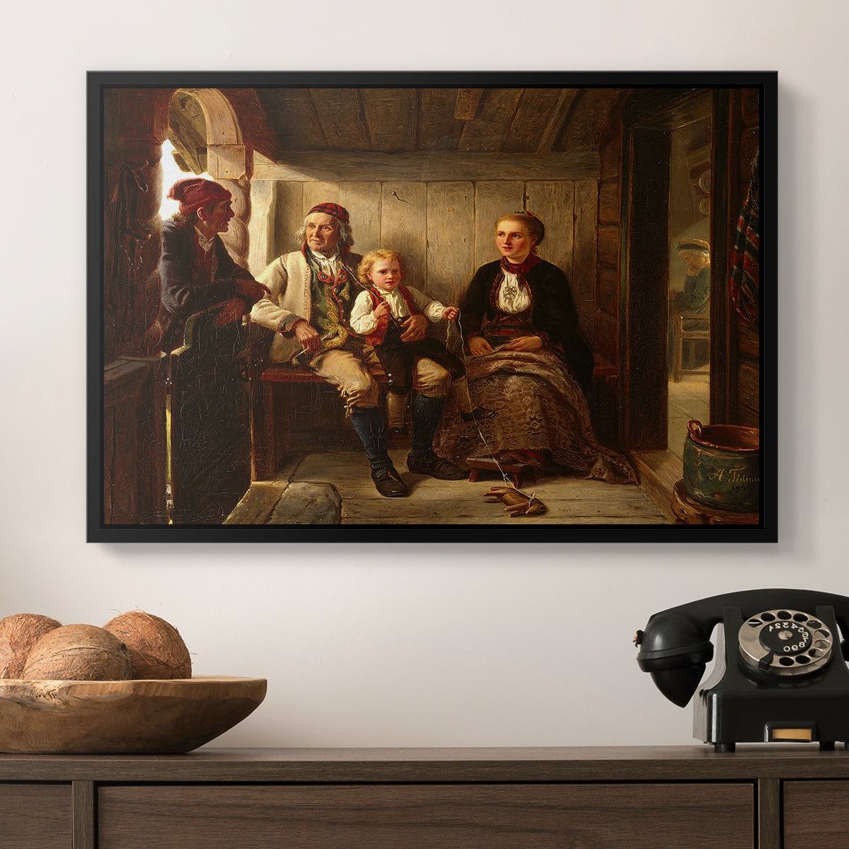 Neighbors (Naboer), 1855 - Floater Framed Canvas Print