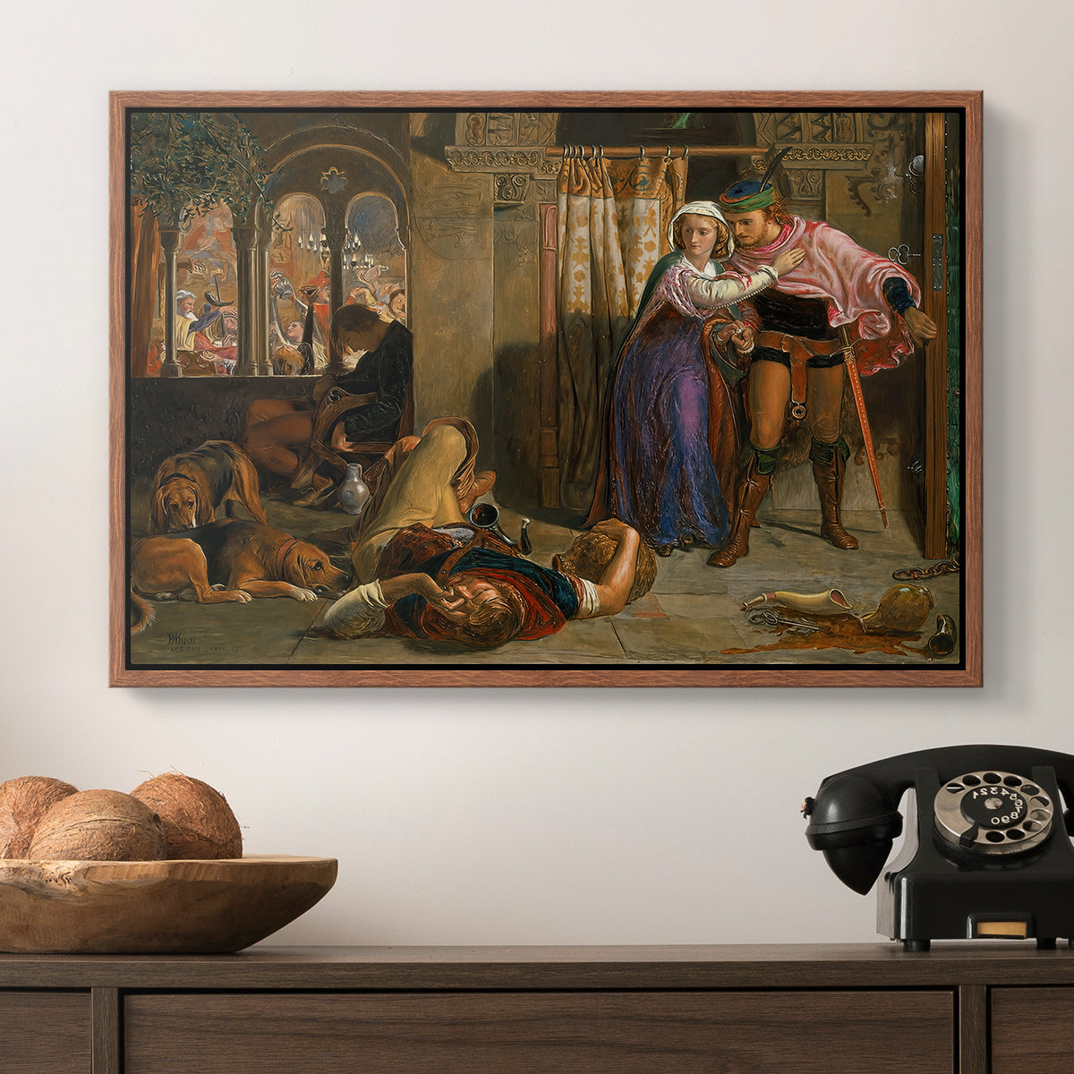 The Flight of Madeline and Porphyro, 1848 - Floater Framed Canvas Print