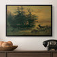 Wallowing Deer on the Shore of a Mountain Lake, c. 1850 - Floater Framed Canvas Print