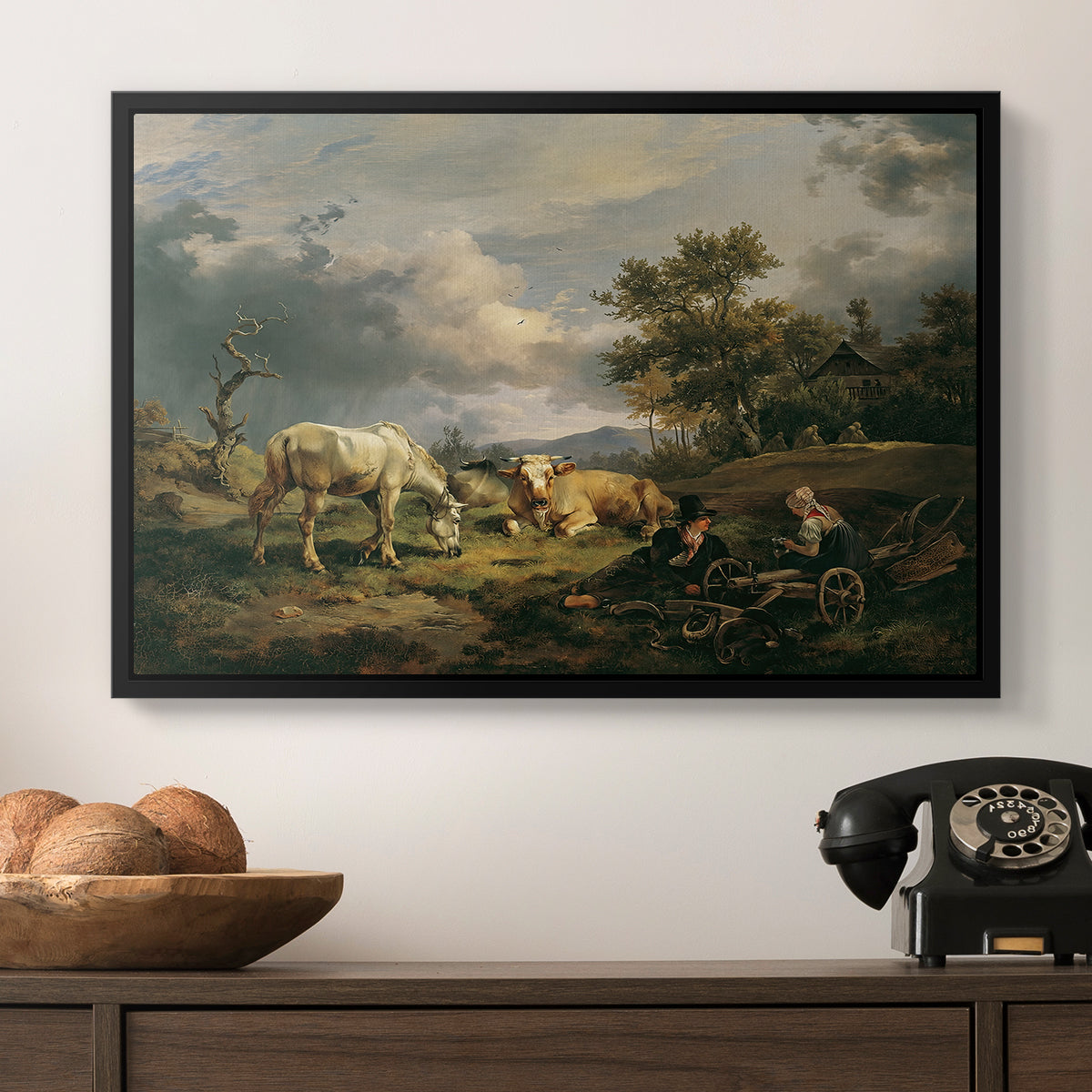 Young Peasant Couple Resting in the Field, 1829 - Floater Framed Canvas Print