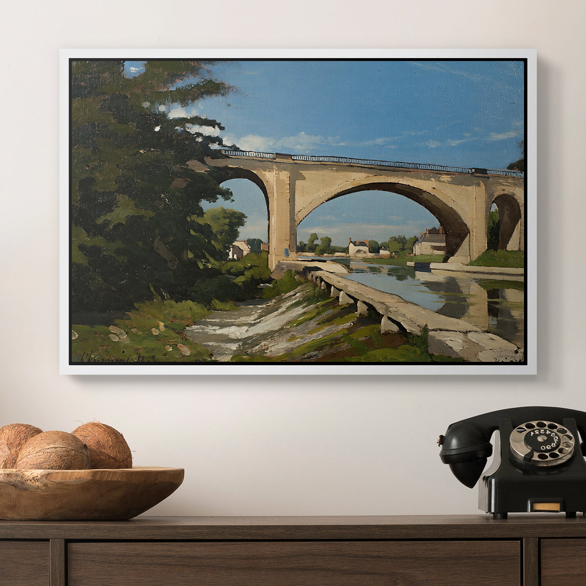The Railroad Bridge at Briare, 1888 - Floater Framed Canvas Print