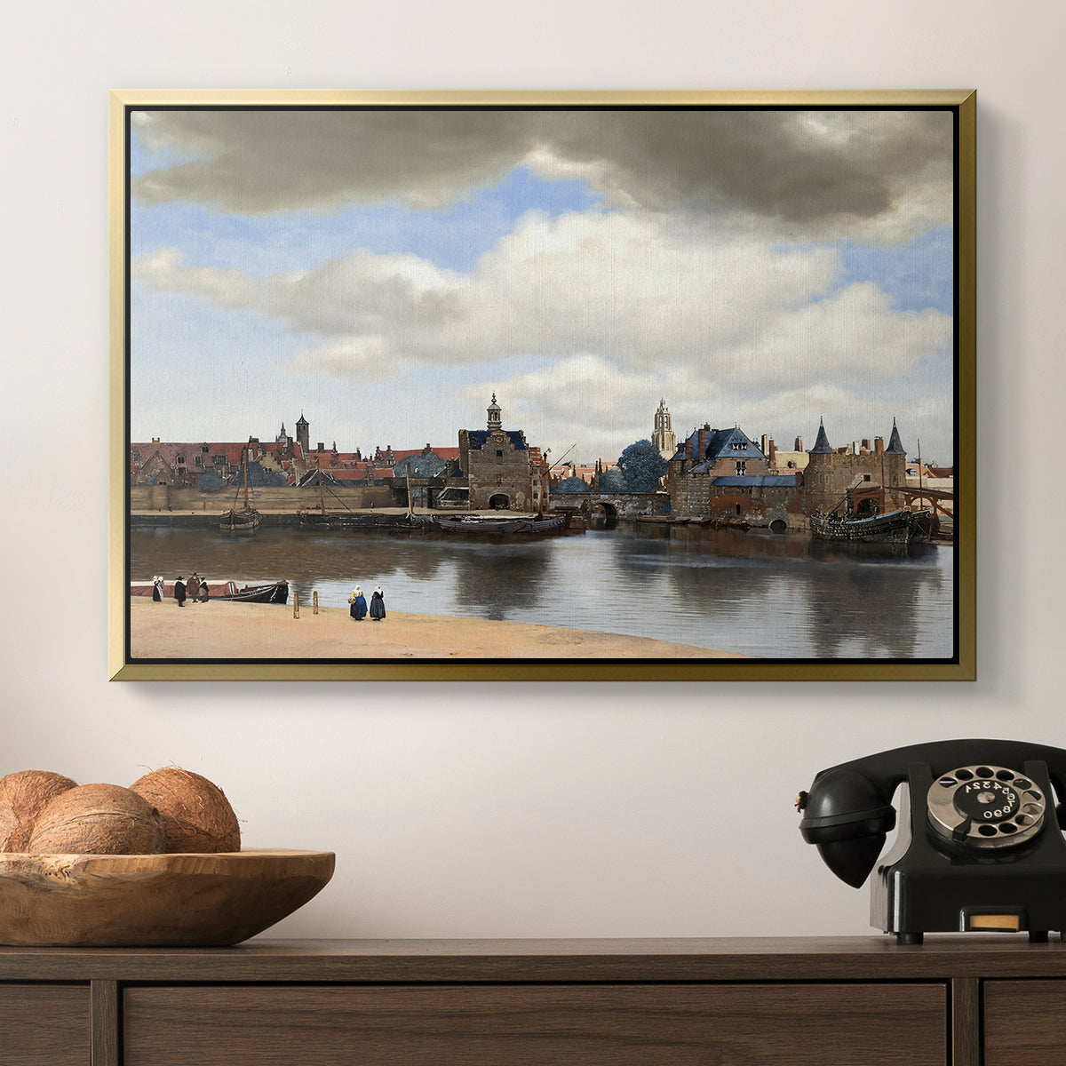 View of Delft, c. 1660-1661 - Floater Framed Canvas Print