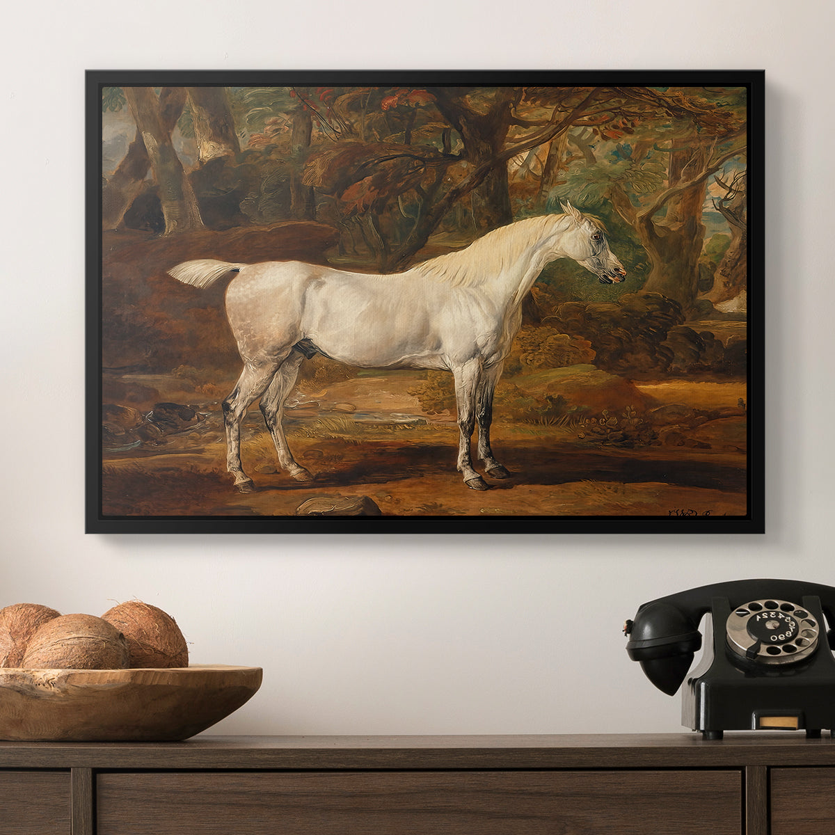 Grey Arabian Stallion, Property of Sir Watkin Williams-Wynn, c. 1817 - Floater Framed Canvas Print