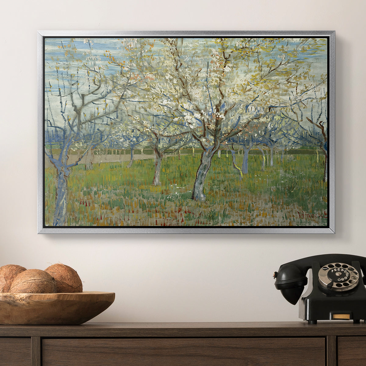 The Pink Orchard, 1888 - Floater Framed Canvas Print