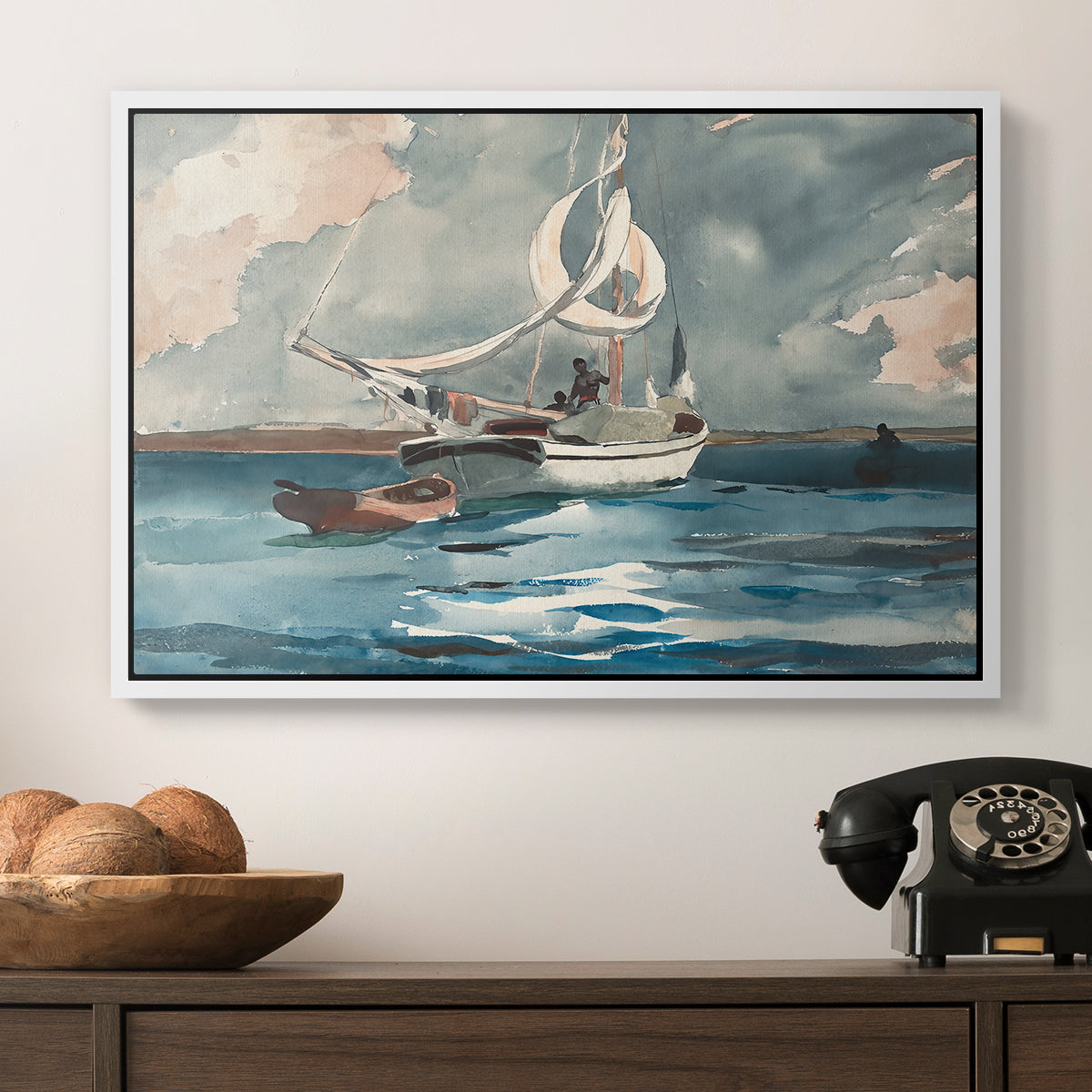Sloop, Nassau, 1899 - Floater Framed Canvas Print