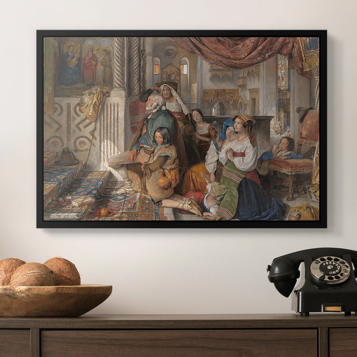 Roman Pilgrims, 1854 - Floater Framed Canvas Print