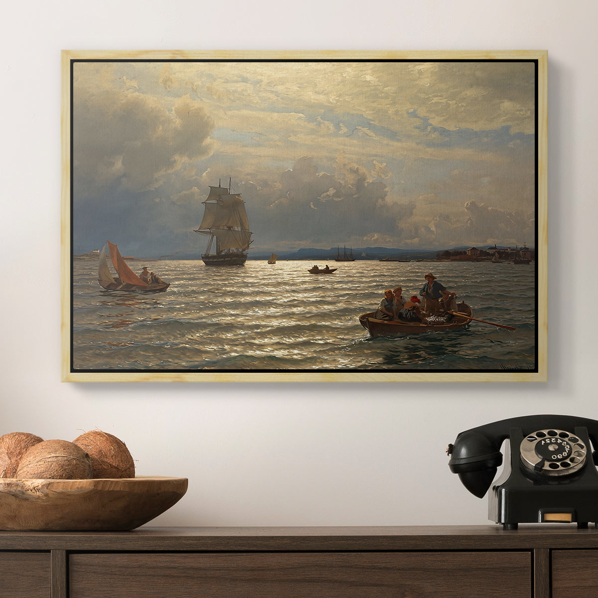 From the Inlet of Oslo, 1874 - Floater Framed Canvas Print
