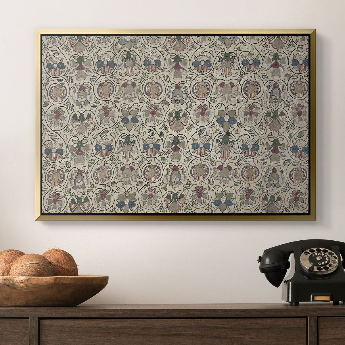 Long Cushion Cover (Printed Textile), c. 1600 - Floater Framed Canvas Print