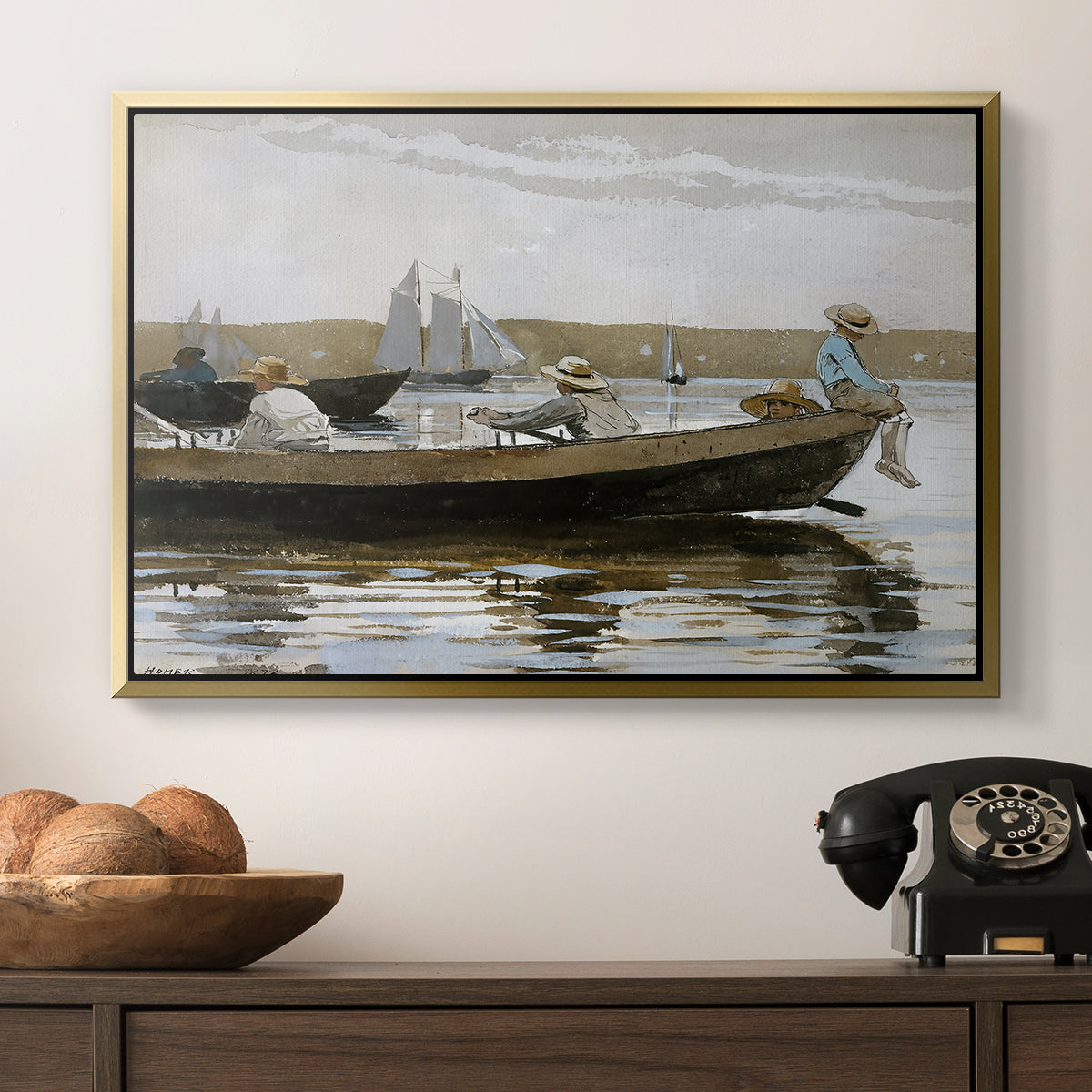 Boys in a Dory, 1873 - Floater Framed Canvas Print