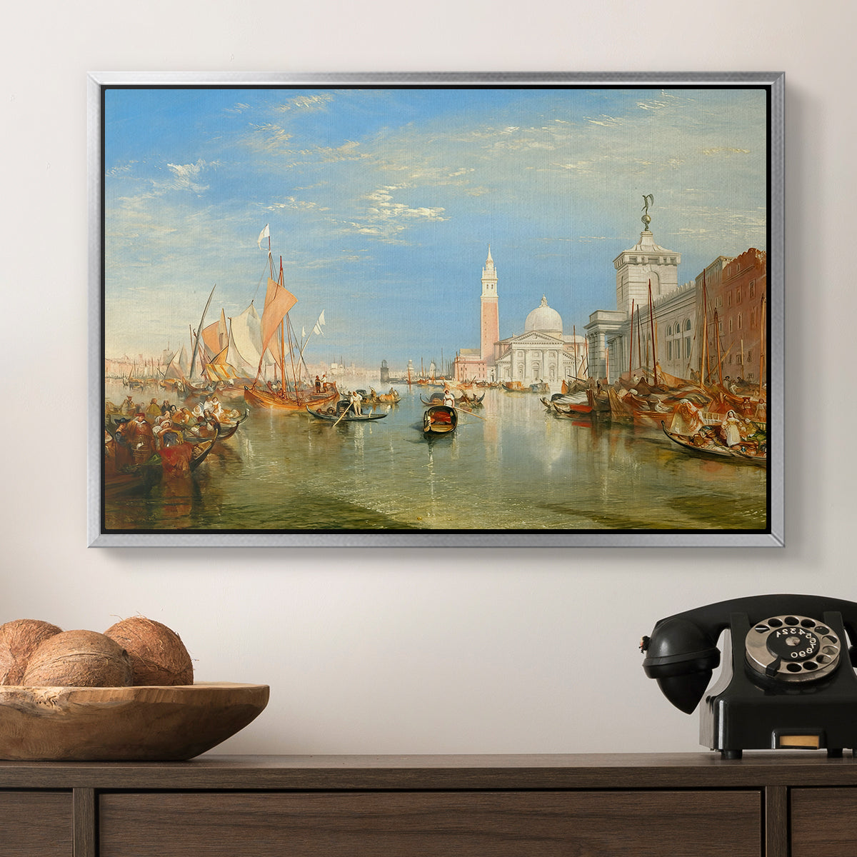 Venice: The Dogana and San Giorgio Maggiore, 1834 - Floater Framed Canvas Print