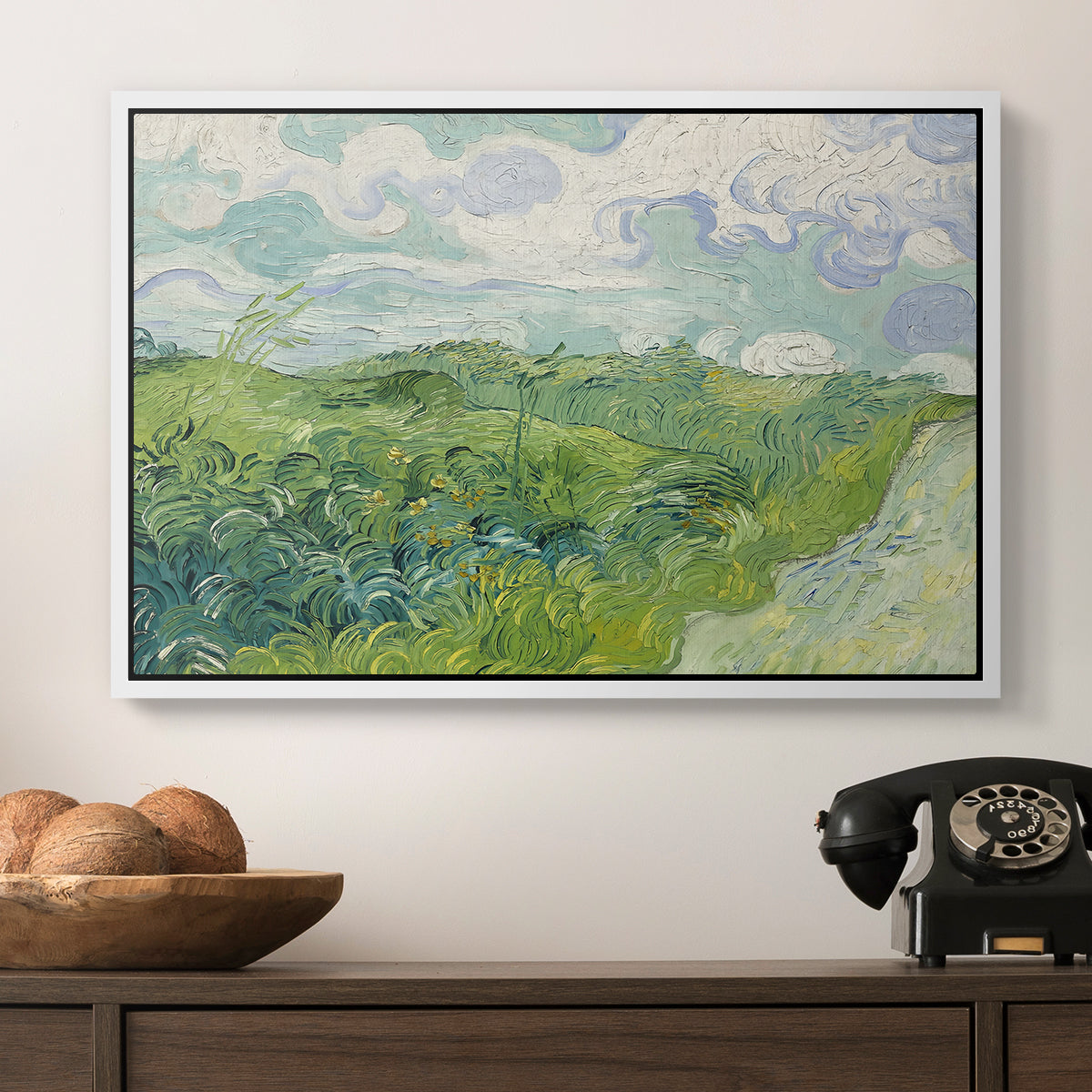 Green Wheat Field, Auvers, 1890 - Floater Framed Canvas Print