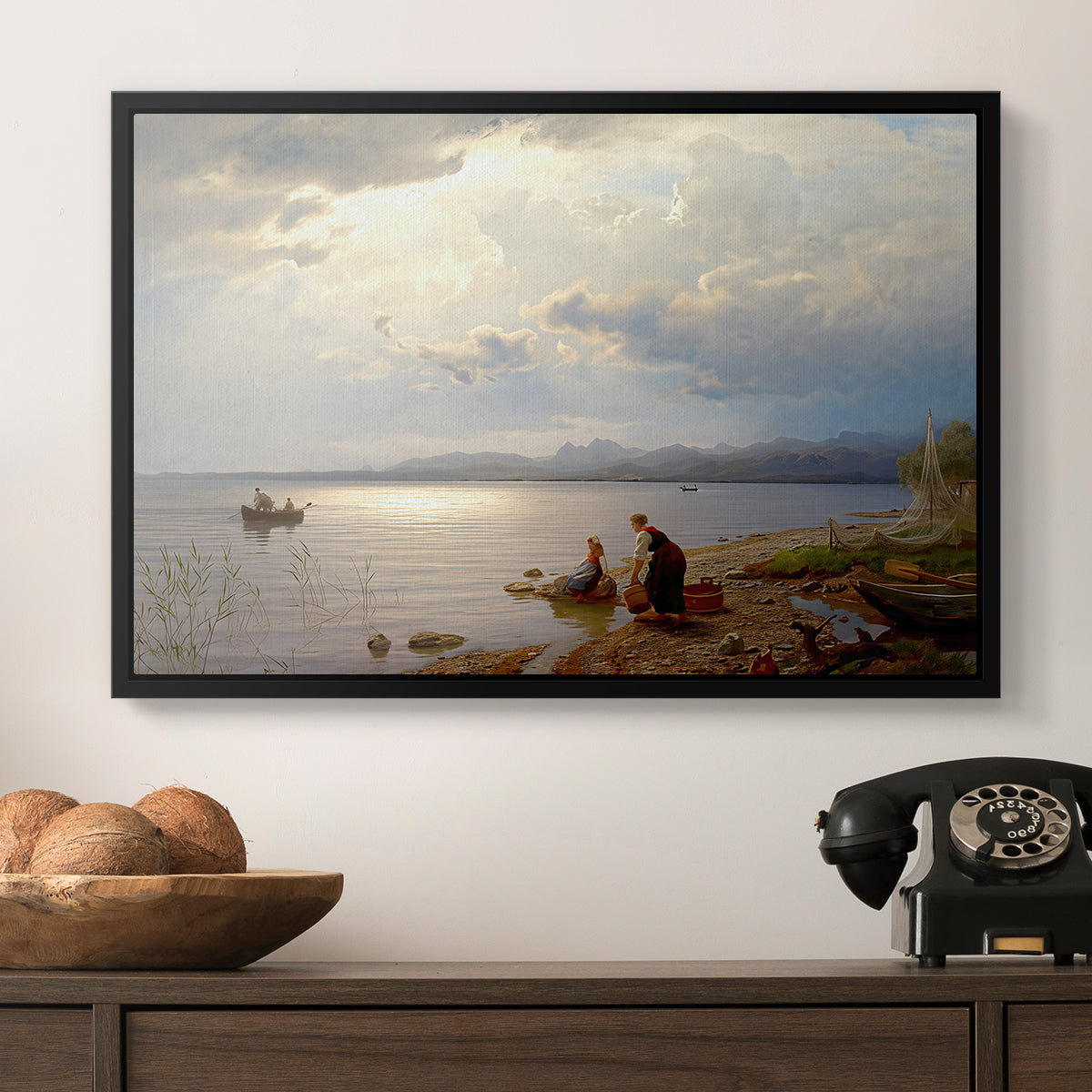 On the Banks of the Chiemsee, 1871 - Floater Framed Canvas Print