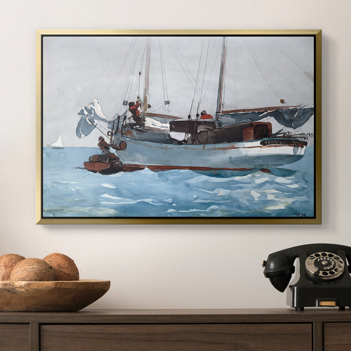 Taking on Wet Provisions, 1903 - Floater Framed Canvas Print