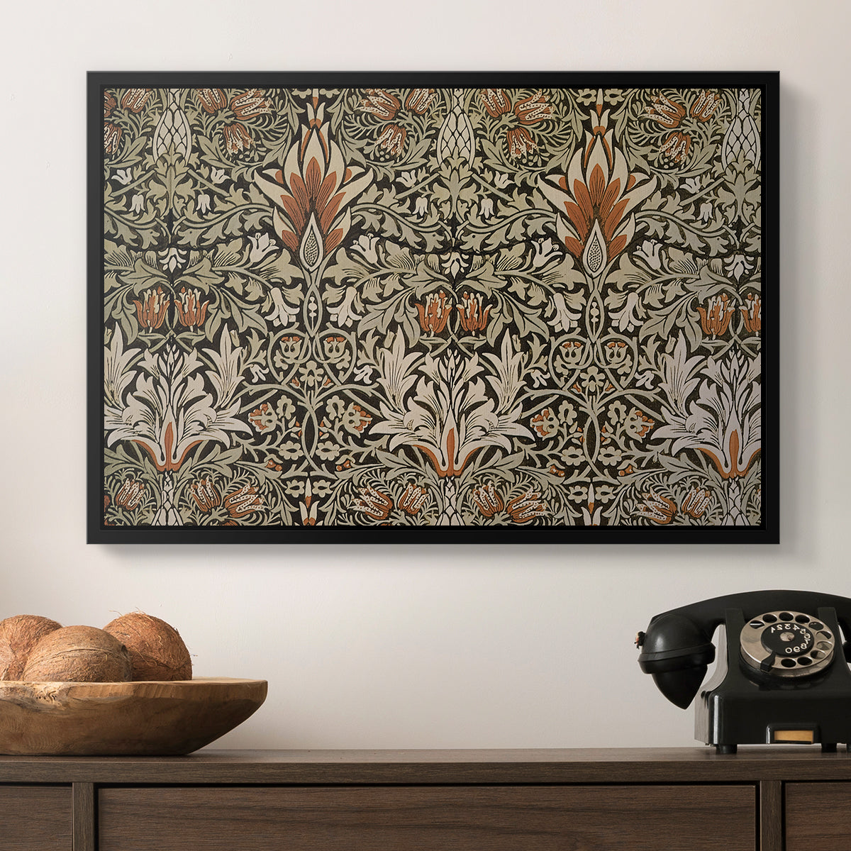 Snakeshead - Charcoal/Spice, c. 1876 - Floater Framed Canvas Print