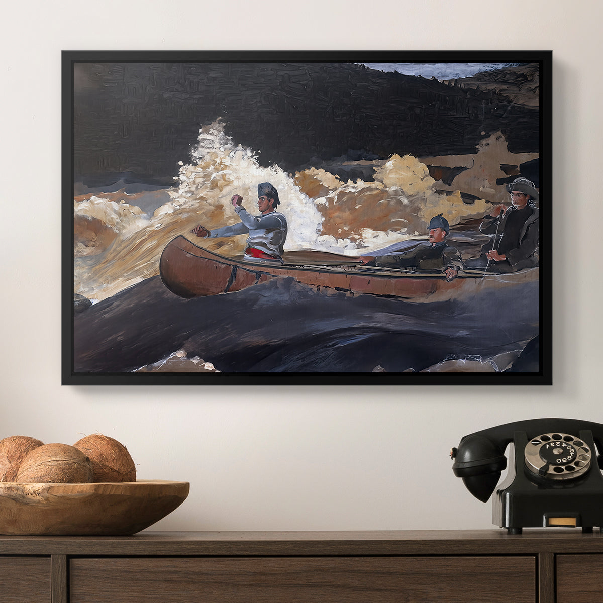 Shooting the Rapids, Saguenay River, 1905-1910 - Floater Framed Canvas Print