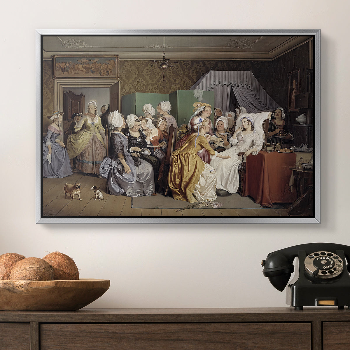 The Maternity Room (Scene from "Barselstuen"), 1845 - Floater Framed Canvas Print
