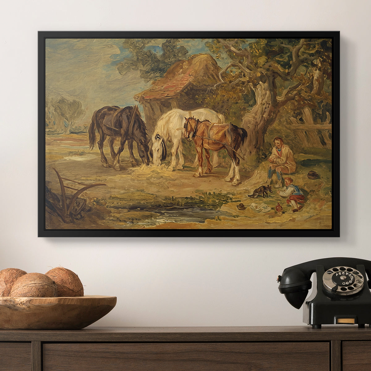 The Midday Meal, 1835 - Floater Framed Canvas Print
