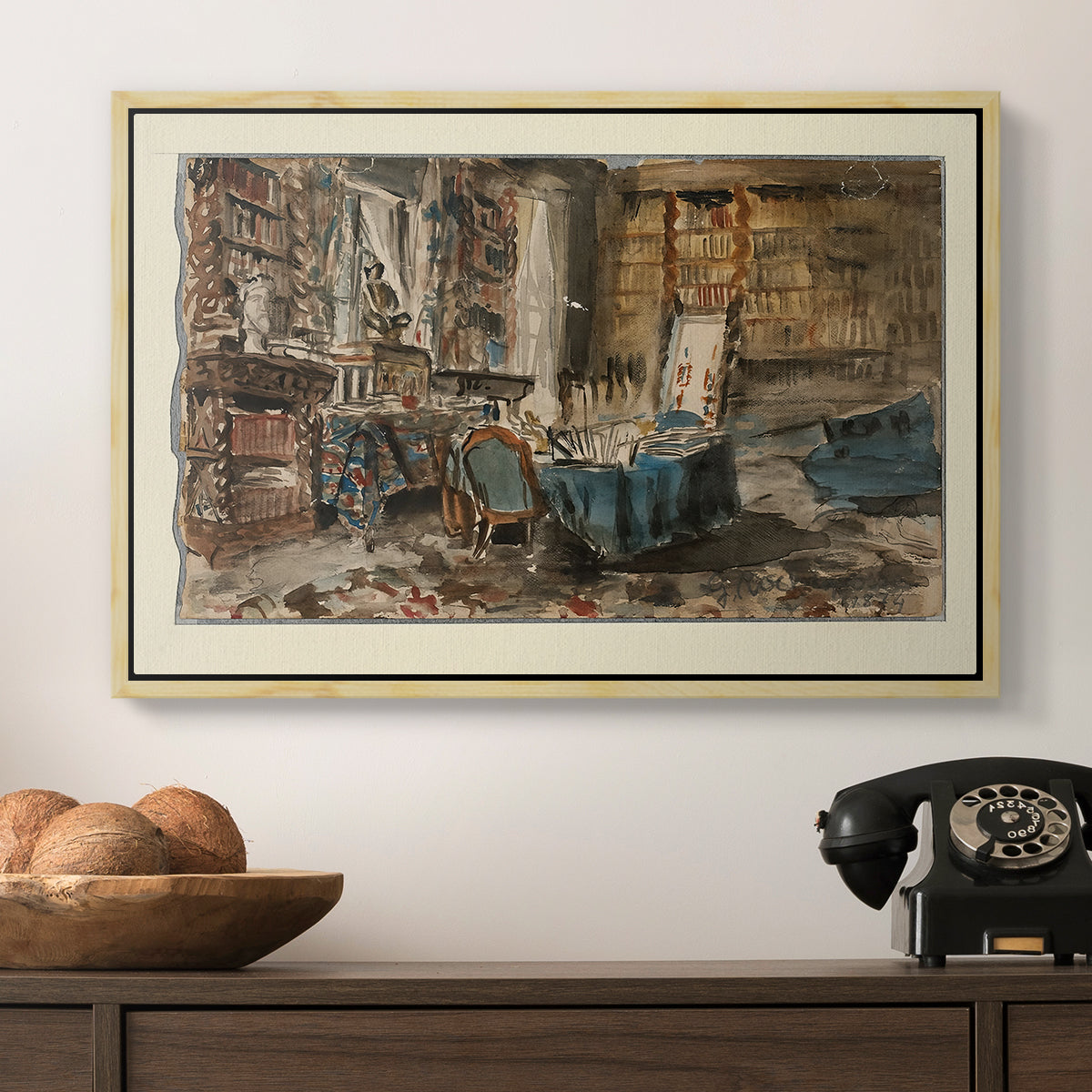 Cabinet de Flaubert à Croisset, 1874 - Floater Framed Canvas Print