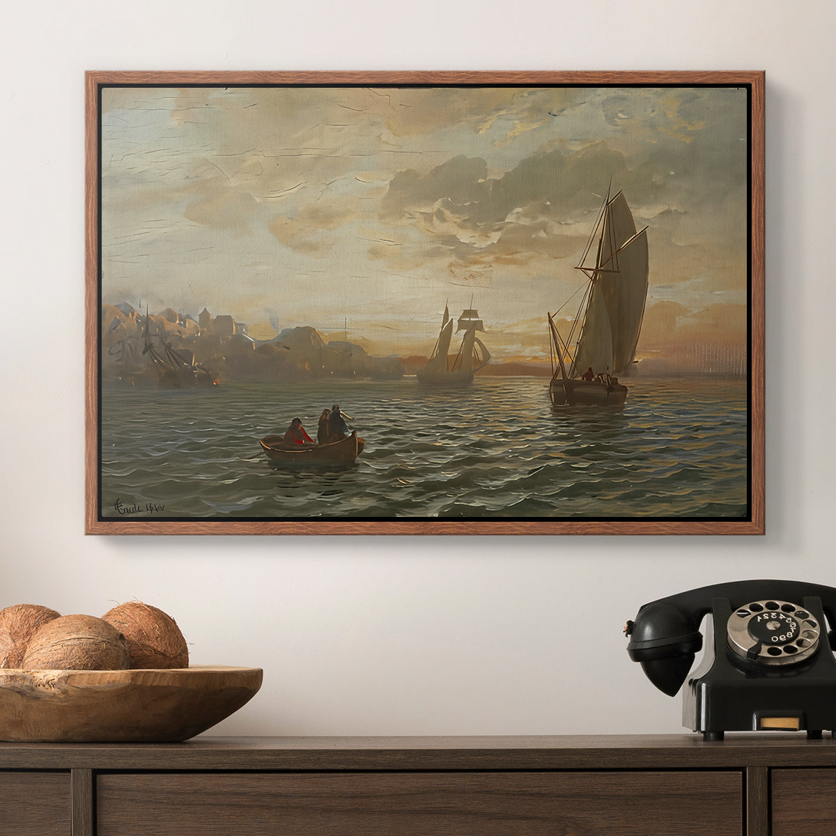 View from the Oslofjord, 1866 - Floater Framed Canvas Print