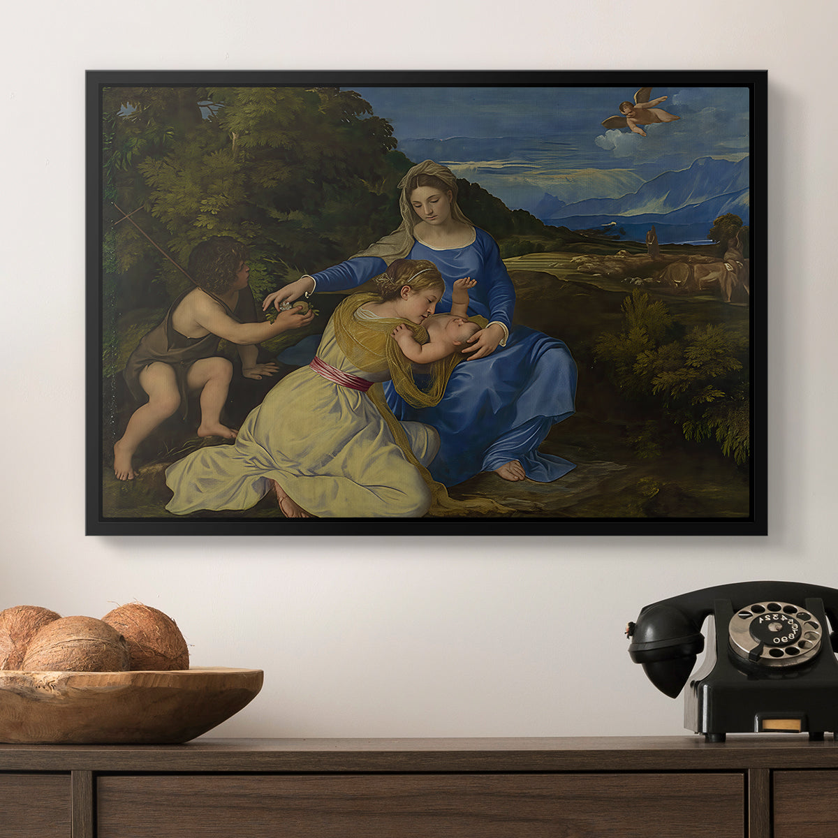 The Aldobrandini Madonna, 1532 - Floater Framed Canvas Print
