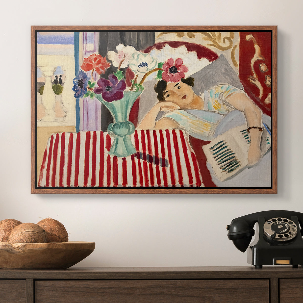 Woman with Anemones (Femme et anémones), c. 1920-1921 - Floater Framed Canvas Print