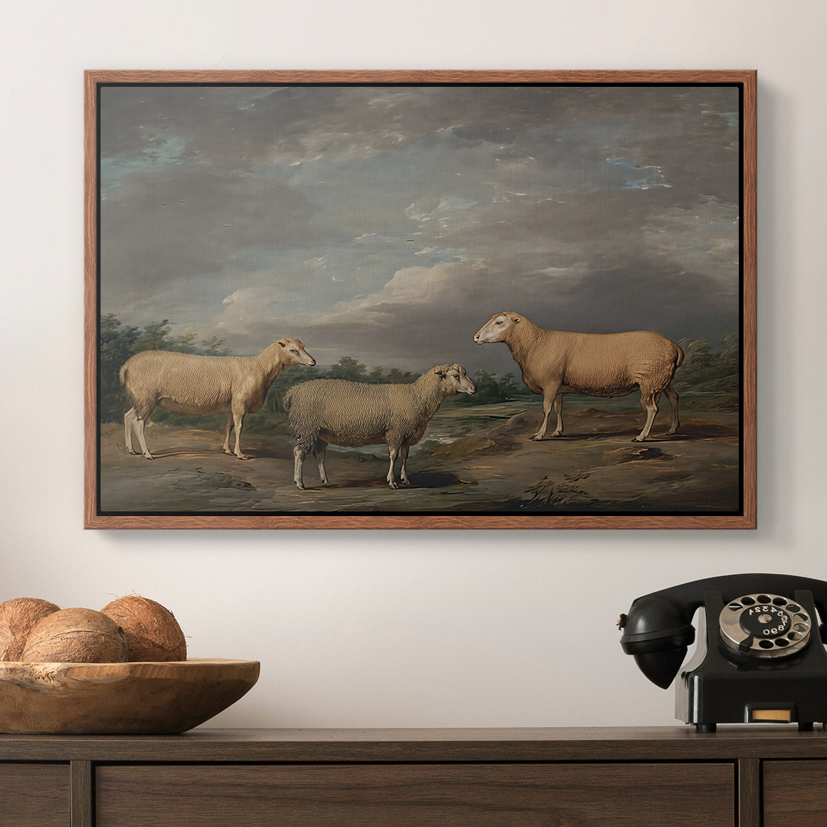 Ryelands Sheep, the King's Ram, the King's Ewe and Lord Somerville's Wether, c. 1801-1807 - Floater Framed Canvas Print