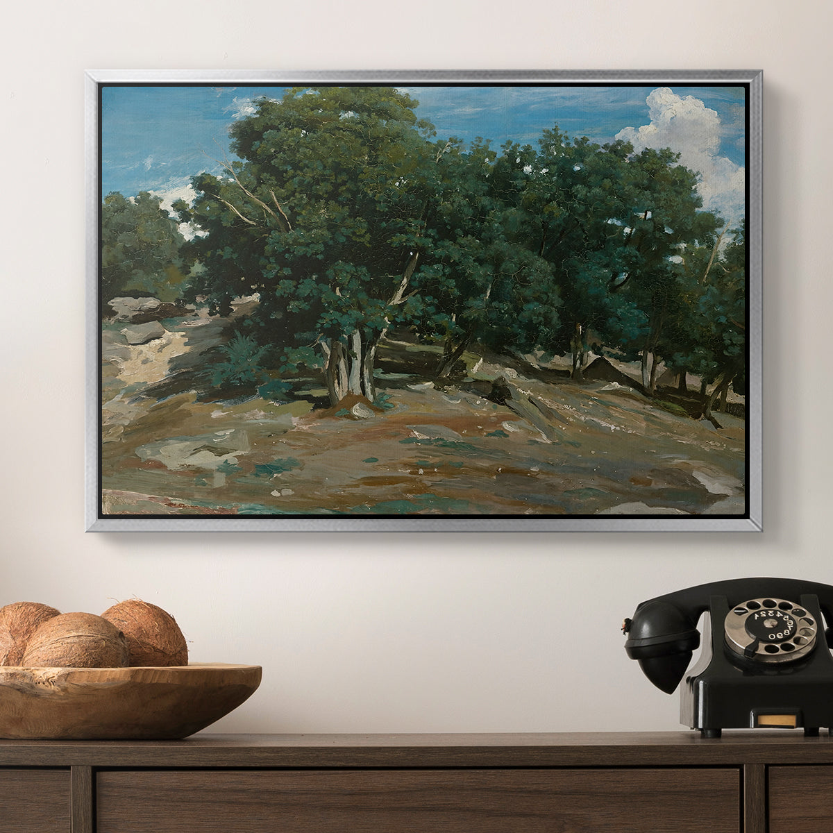 Fontainebleau: Oak Trees at Bas-Bréau, c. 1830-1835 - Floater Framed Canvas Print