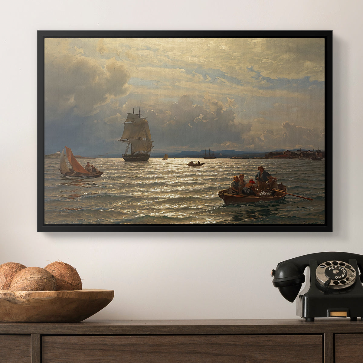 From the Inlet of Oslo, 1874 - Floater Framed Canvas Print