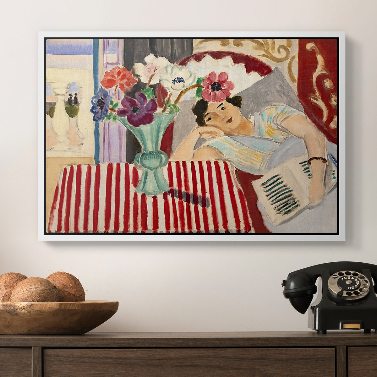 Woman with Anemones (Femme et anémones), c. 1920-1921 - Floater Framed Canvas Print