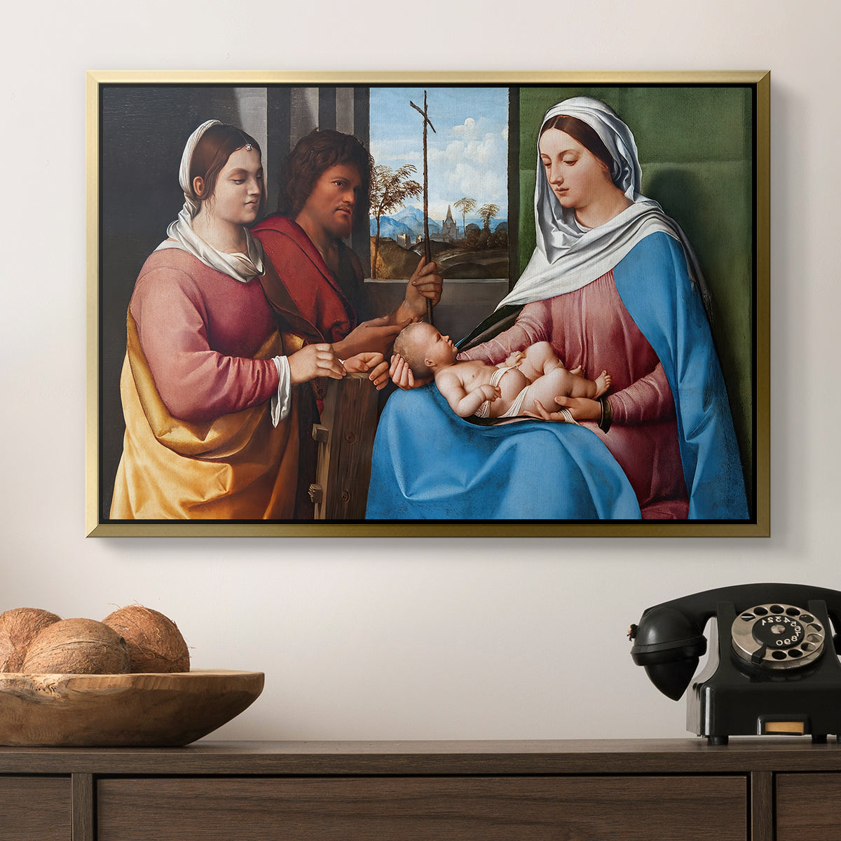 Sacred Conversation, c. 1505 - Floater Framed Canvas Print