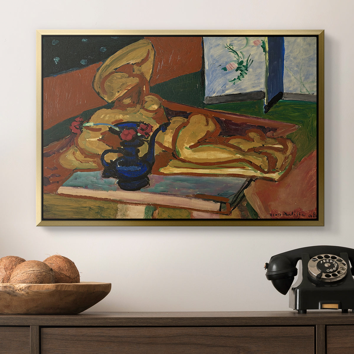 Sculpture and Persian Vase (The Bronze Figure), 1908 - Floater Framed Canvas Print