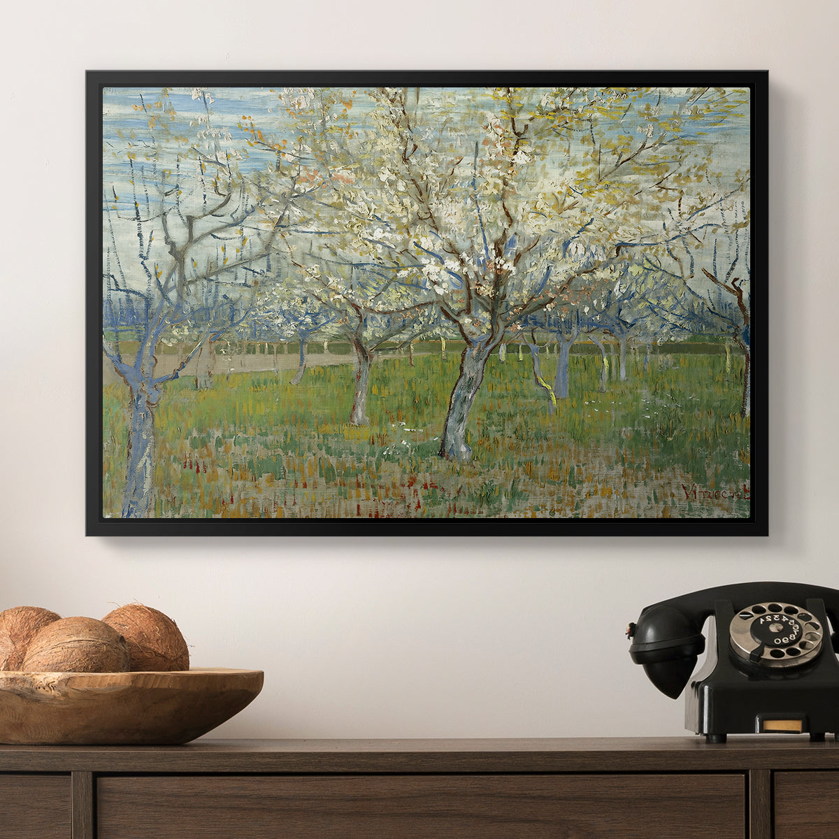 The Pink Orchard, 1888 - Floater Framed Canvas Print
