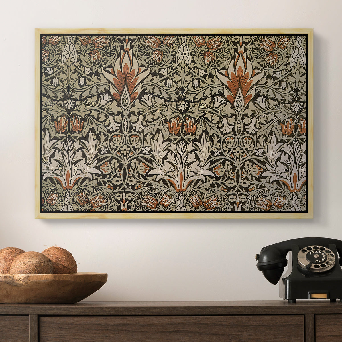 Snakeshead - Charcoal/Spice, c. 1876 - Floater Framed Canvas Print