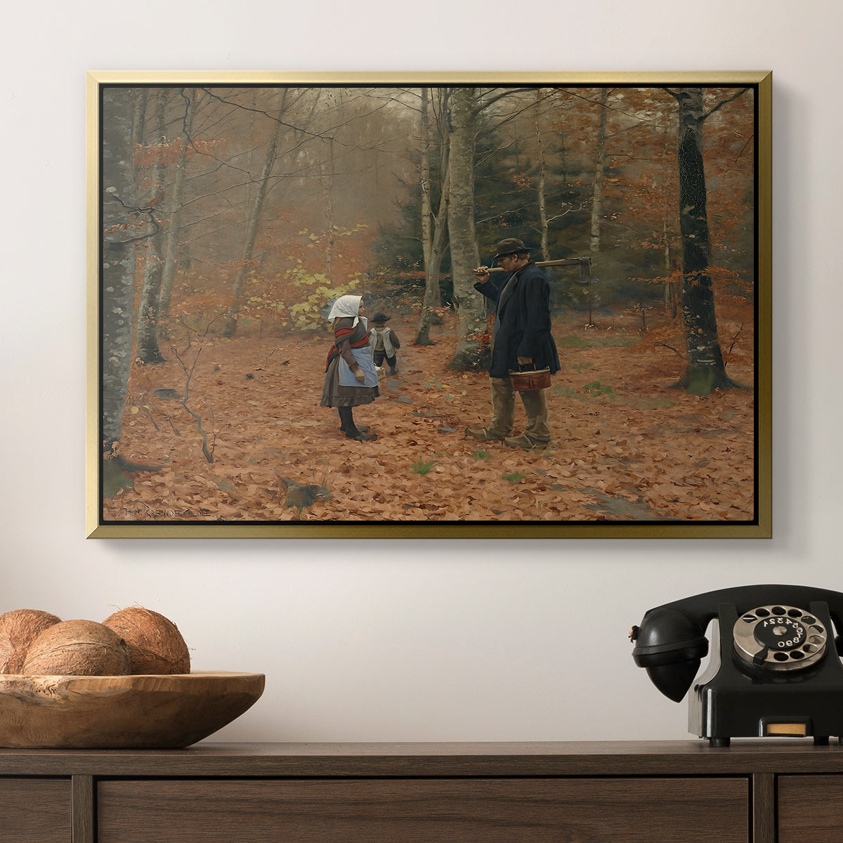 The Woodman and his Children, 1886 - Floater Framed Canvas Print