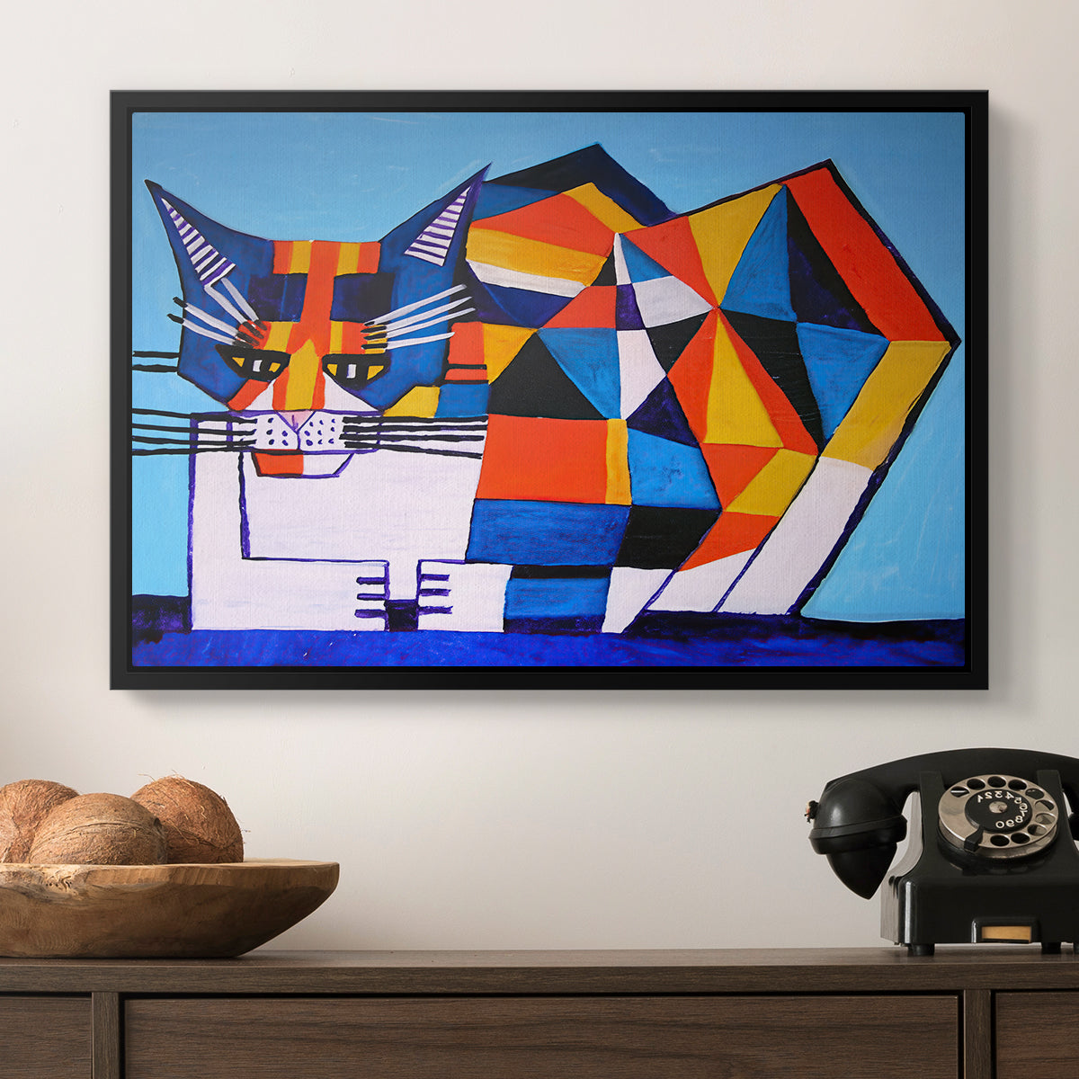 Cassie Thinking about Cubism - Floater Framed Canvas Print