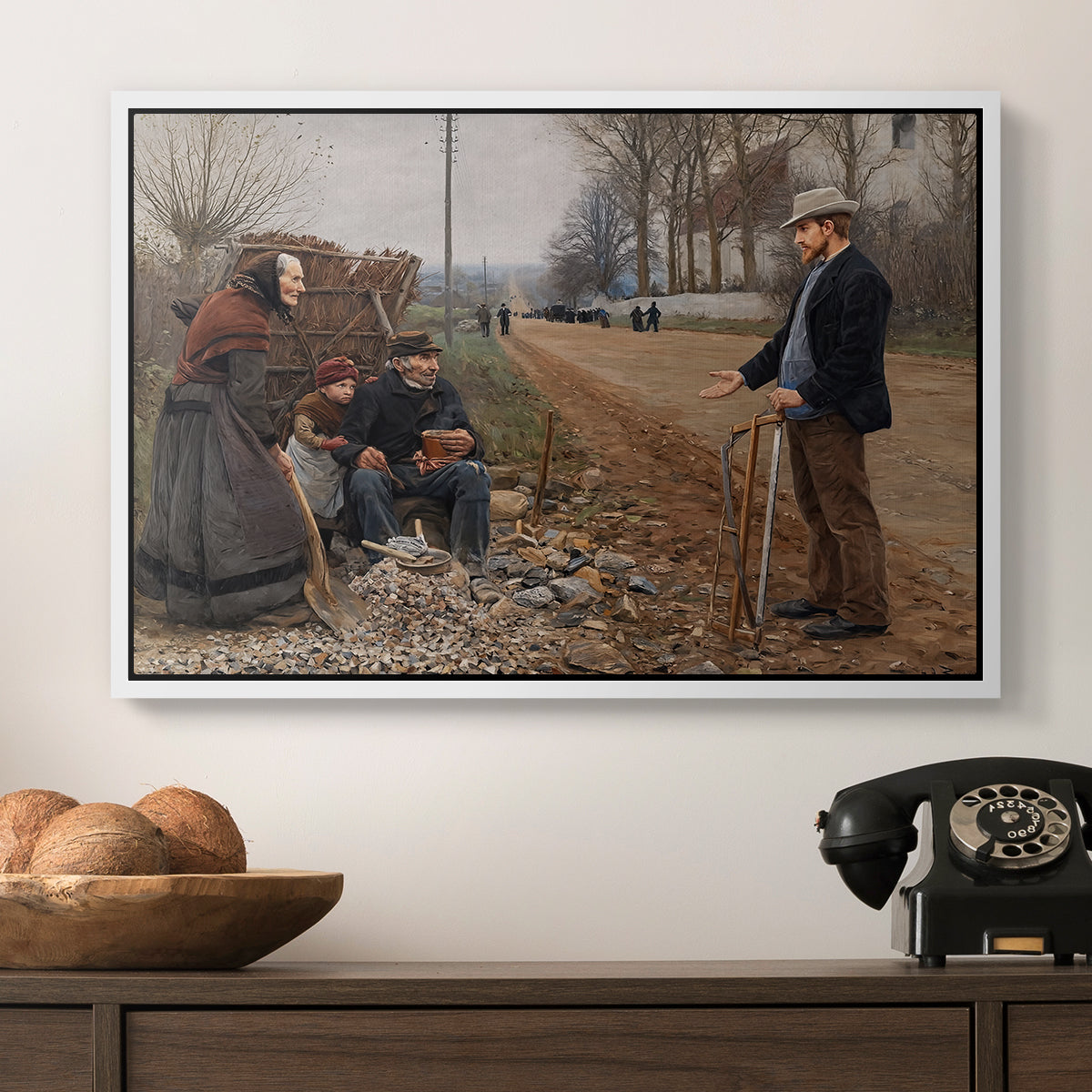 People by a Road, 1893 - Floater Framed Canvas Print