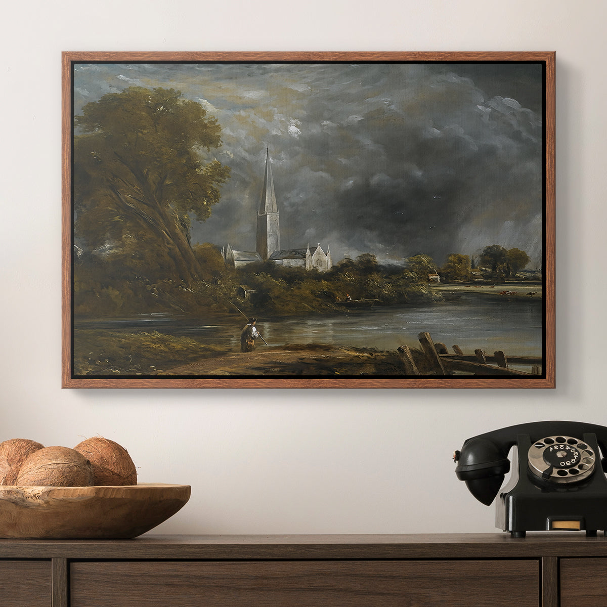 Salisbury Cathedral from the Meadows, c. 1831 - Floater Framed Canvas Print
